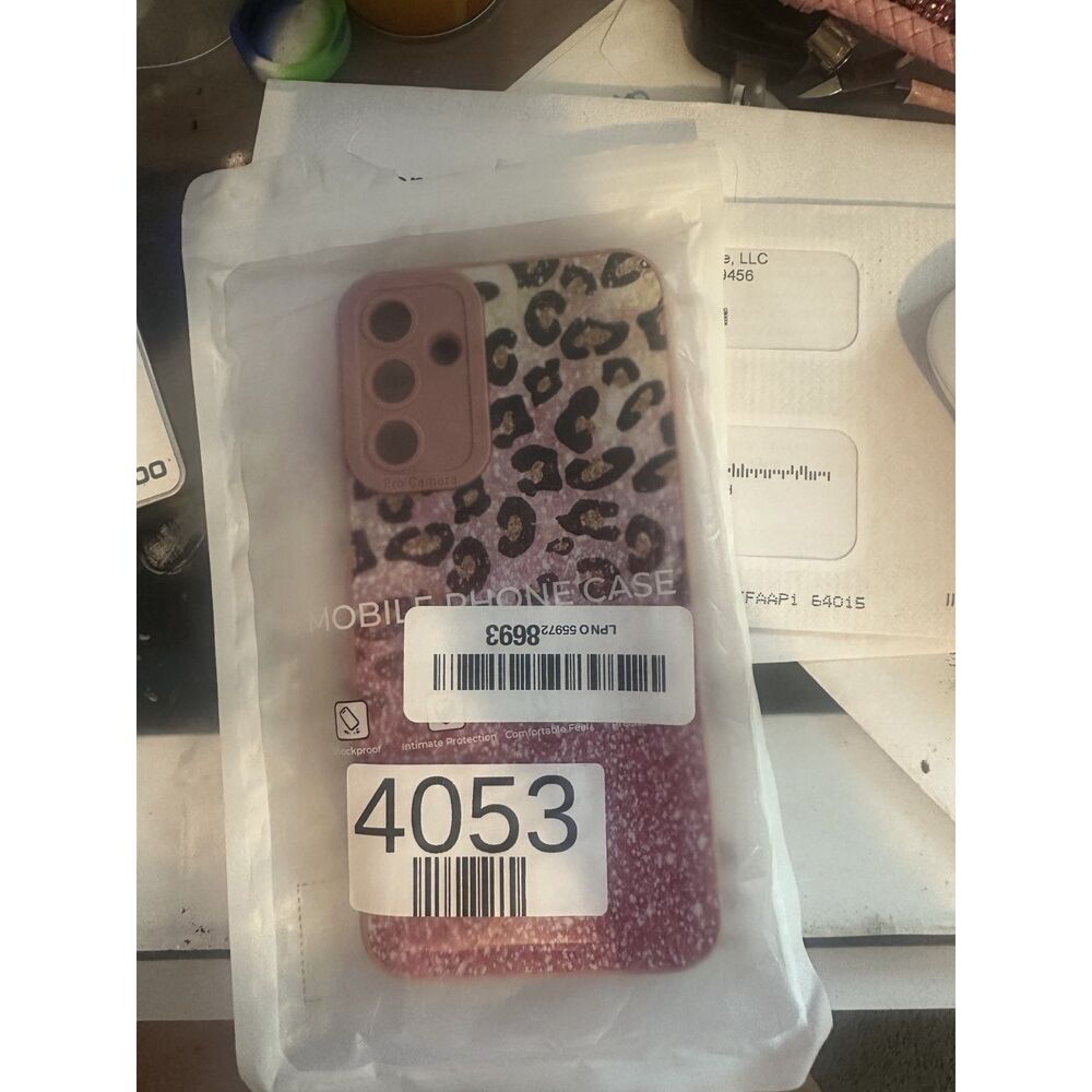 Samsung Galaxy A15 Case Pink Cheetah Print & Sparkly Pink Glitter Block Design